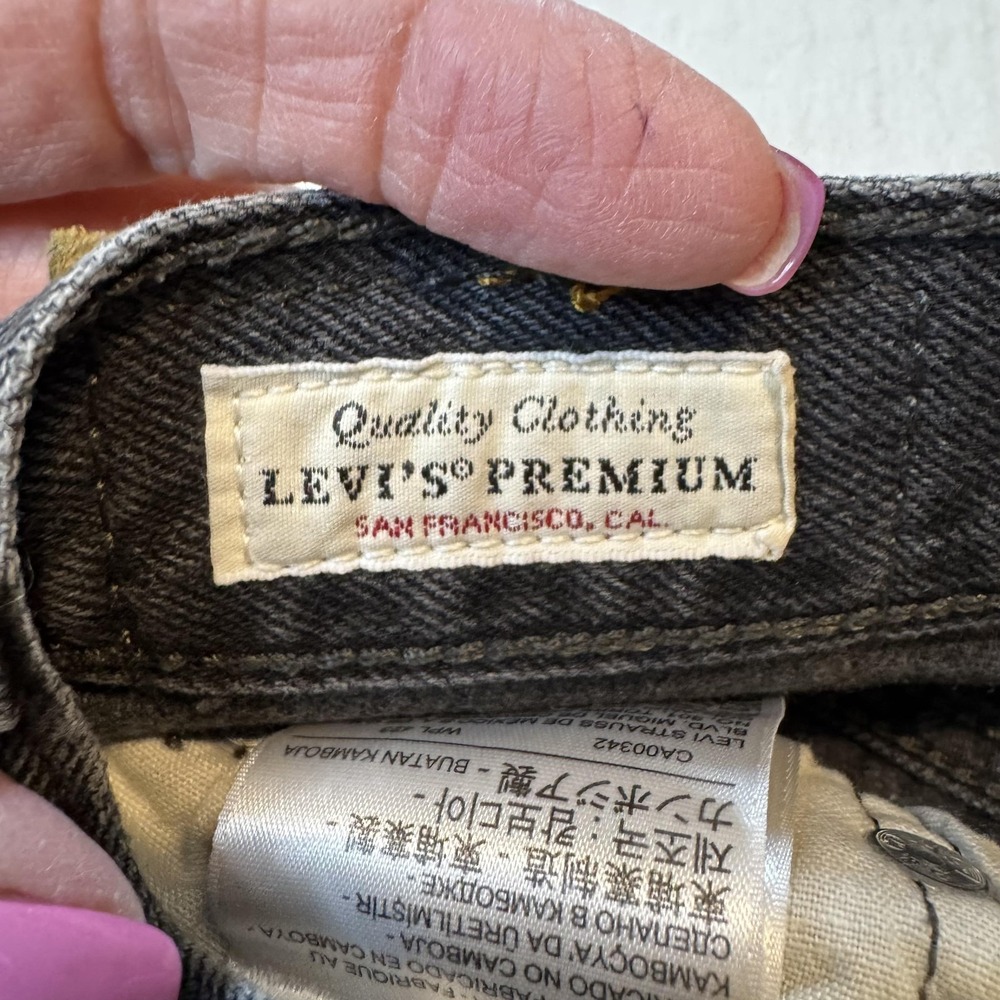 Levis 501S Jeans Womens 24x30 (25x29) Black Button Fly Premium Distressed Denim - Picture 7 of 12